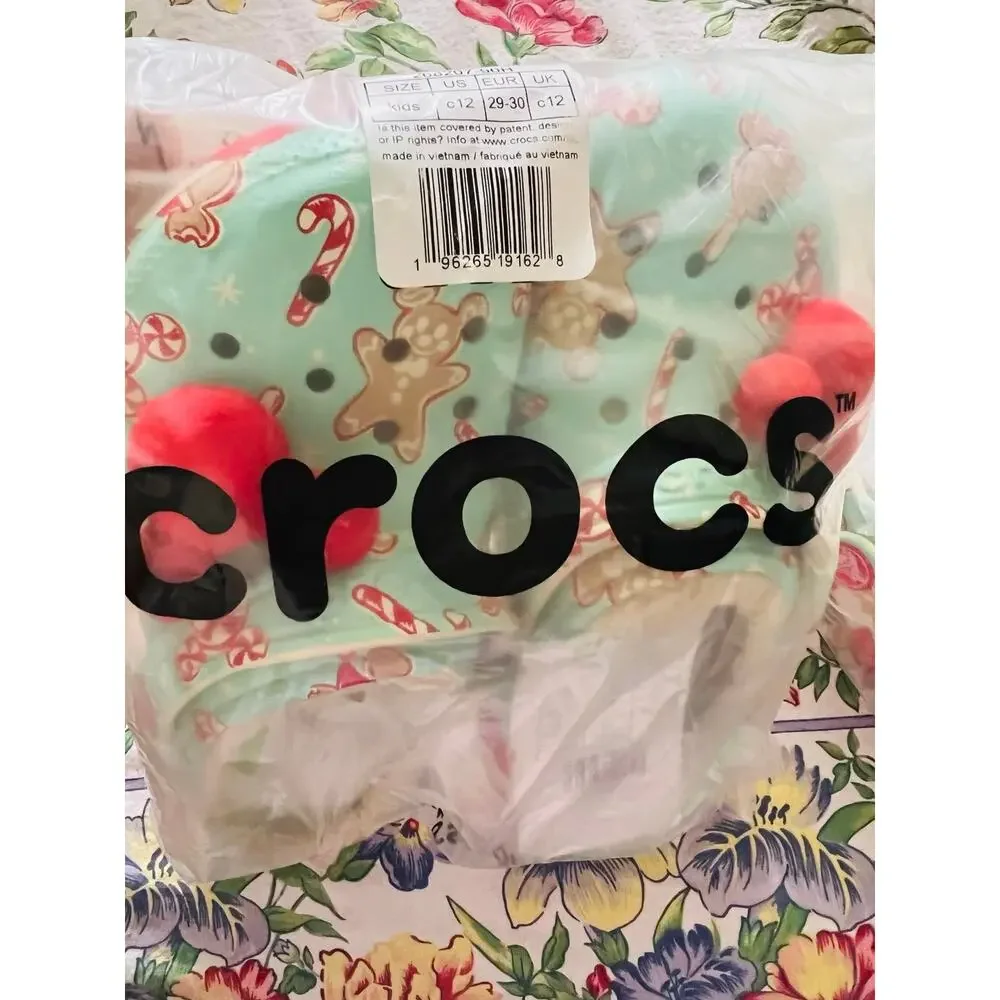 NWT❤️Disney x Crocs Kids Christmas Holiday Treats Fleece lined toddler shoes c12
